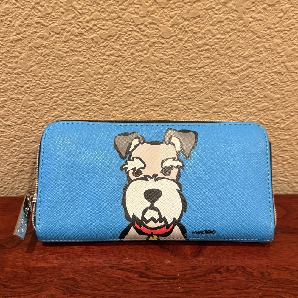 Marc Tetro Blue/Black Zip-Around Women's Wallet Schnauzer Dog Graphic Print